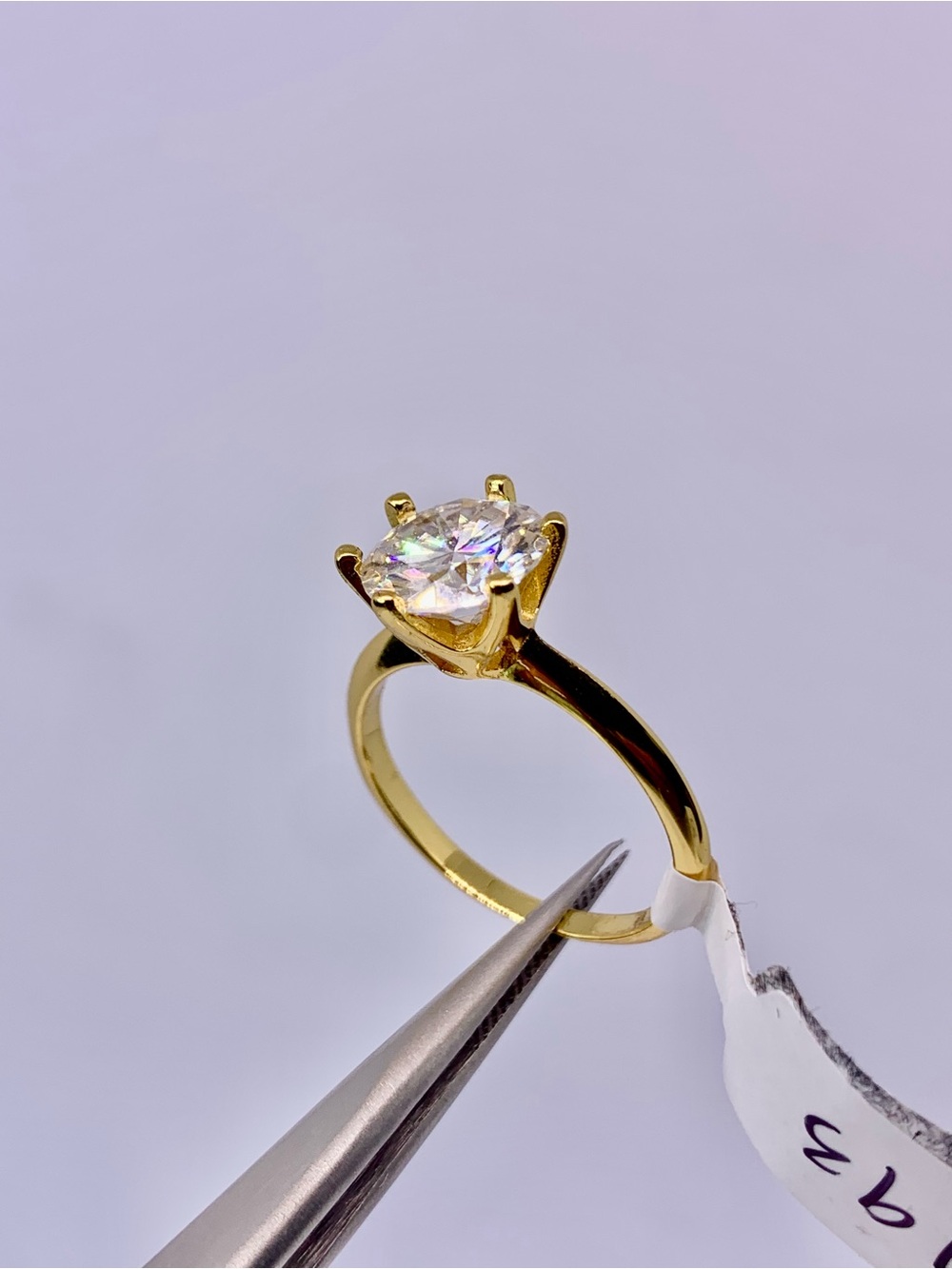 Gold Solitaire Moissanite Ring 925 Yellow Gold Finish 3 Ct Brilliant Round GRA - Picture 10 of 10